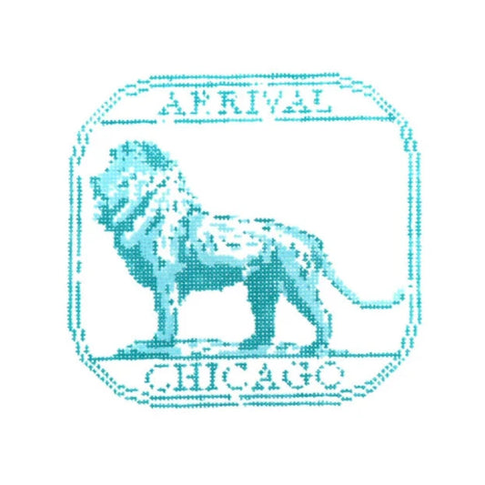 Audrey Wu Designs Passport Stamp Needlepoint Canvas - Chicago