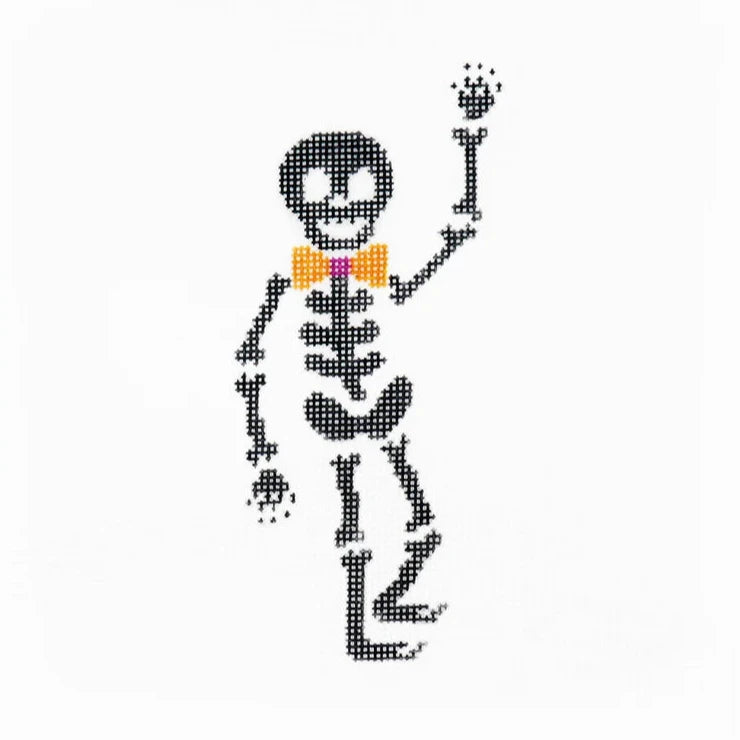 Audrey Wu Designs Spooky Skeleton Needlepoint Canvas - Black