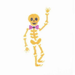 Audrey Wu Designs Spooky Skeleton Needlepoint Canvas - Orange