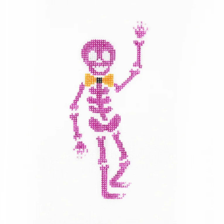 Audrey Wu Designs Spooky Skeleton Needlepoint Canvas - Purple