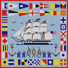 The Meredith Collection Treglown Designs Nautical Sampler with Different Flag Needlepoint Canvas