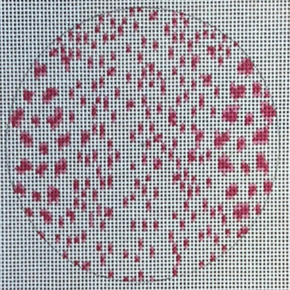 The Gingham Stitchery Kate Woodward French Dots Round Pink Needlepoint Canvas