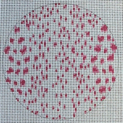 The Gingham Stitchery Kate Woodward French Dots Round Pink Needlepoint Canvas