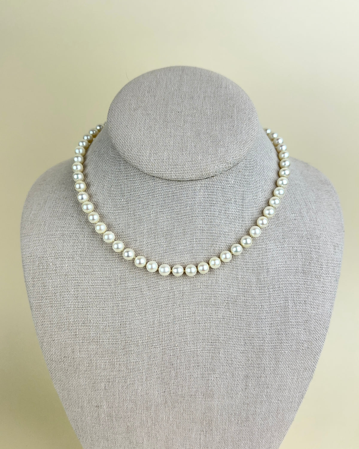 Vintage Single Strand Pearl Necklace with Sterling Silver and Pearl Clasp