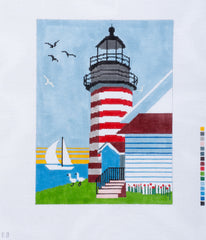 Changing Woman Designs Maine Lighthouse Striped Needlepoint Canvas