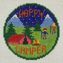 Doolittle Stitchery Happy Camper Merit Badge Needlepoint Canvas