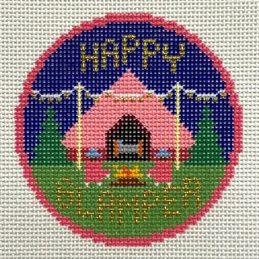 Doolittle Stitchery Happy Glamper Merit Badge Needlepoint Canvas