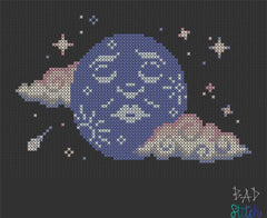 BAD Stitch Resting Moon Face Cross Stitch Pattern