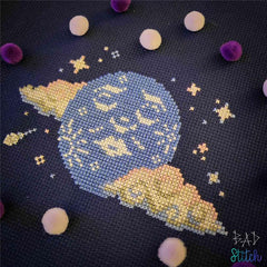 BAD Stitch Resting Moon Face Cross Stitch Pattern