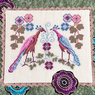 Bendy Stitchy Designs Pocketbook Peacocks Cross Stitch Pattern