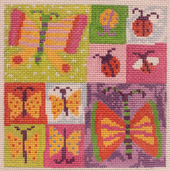 Birds of a Feather Butterfly Collection Red Needlepoint Canvas