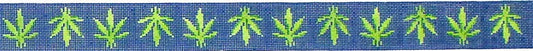 Kate Dickerson Needlepoint Collections Belt Weed Leaves Navy with Green Leaves Needlepoint Canvas