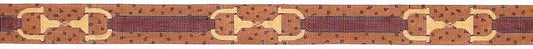 Kate Dickerson Needlepoint Collections Belt Snaffle Bits on Ostrich Tan and Brown with Gold Needlepoint Canvas
