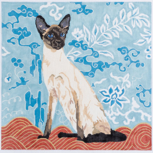 Barbara Russell Siamese Cat Needlepoint Canvas