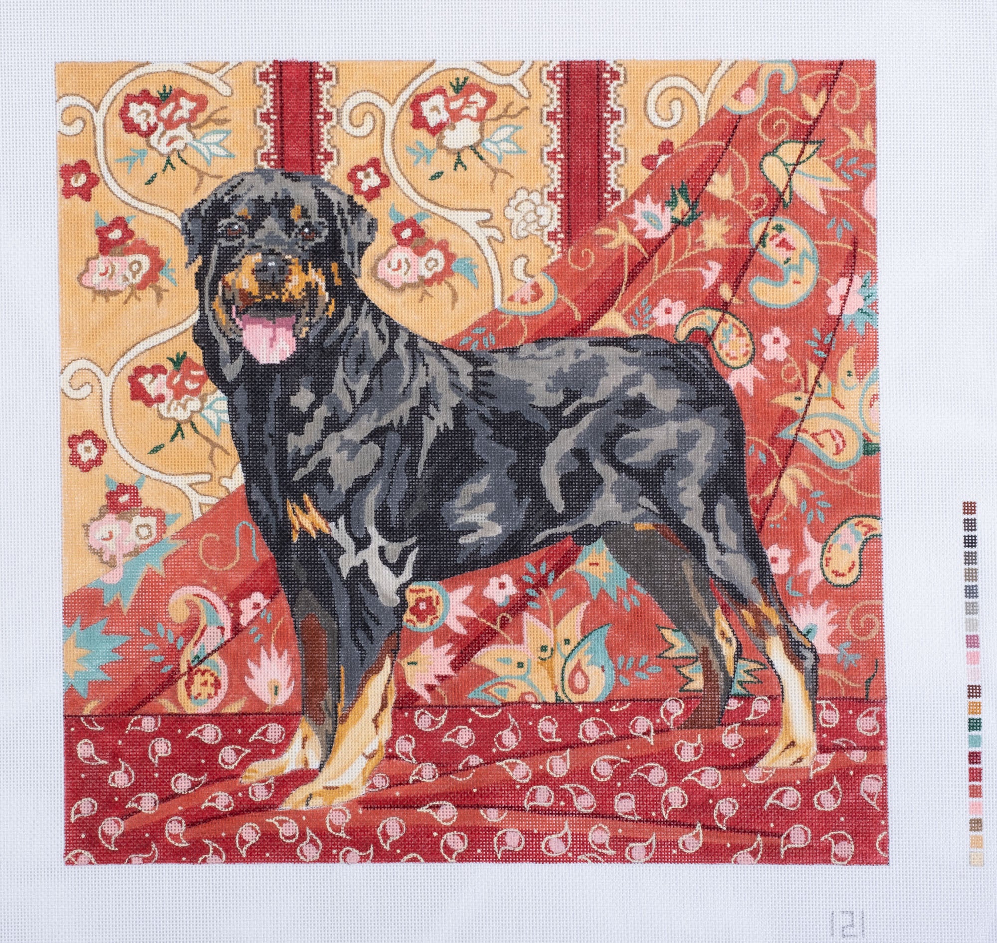 Barbara Russell Rottweiler Dog Needlepoint Canvas