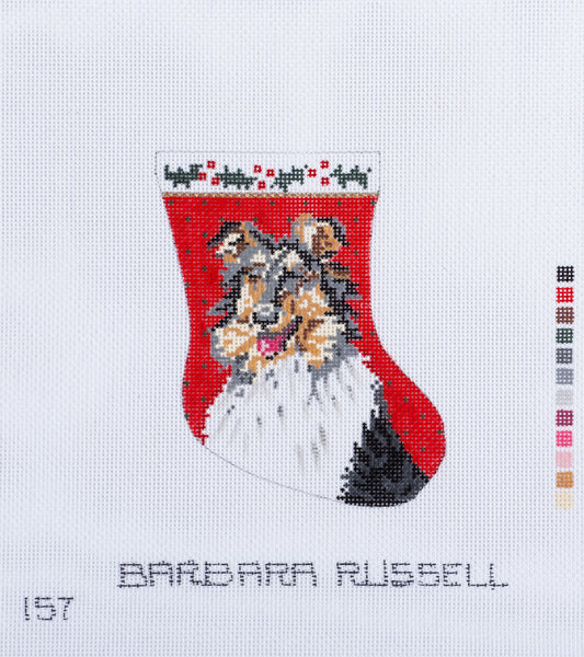 Barbara Russell Designs Barbara Russell Sheltie Mini Stocking Needlepoint Canvas