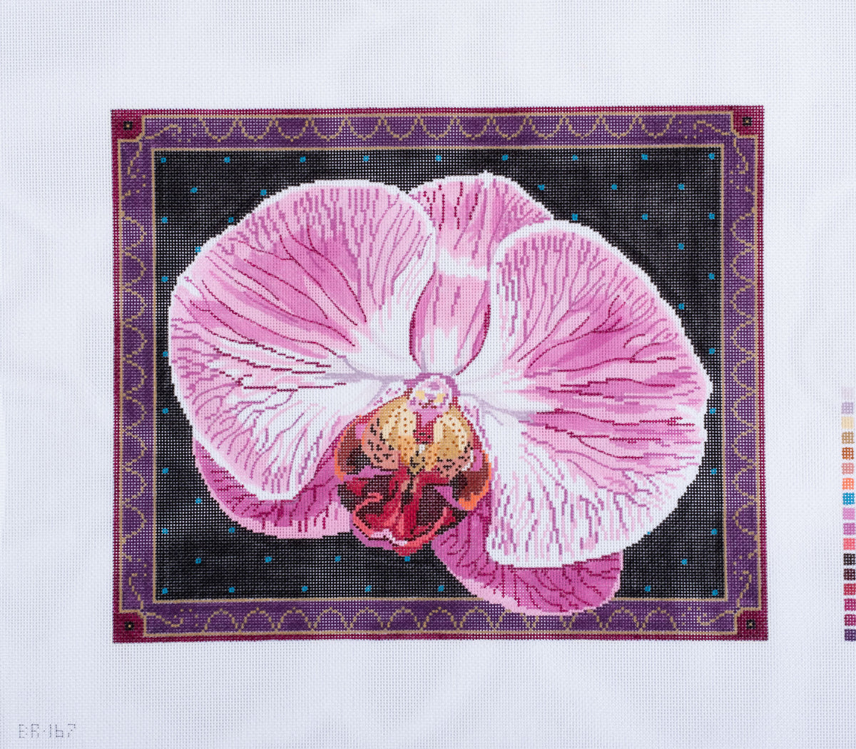 Barbara Russell Singapore Orchid Flower Needlepoint Canvas