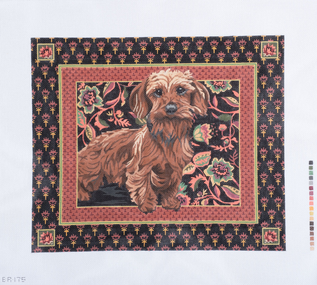 Barbara Russell Wire-Haired Dachshund Dog Needlepoint Canvas