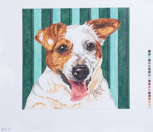 Barbara Russell Jack Russell Terrier Dog Needlepoint Canvas