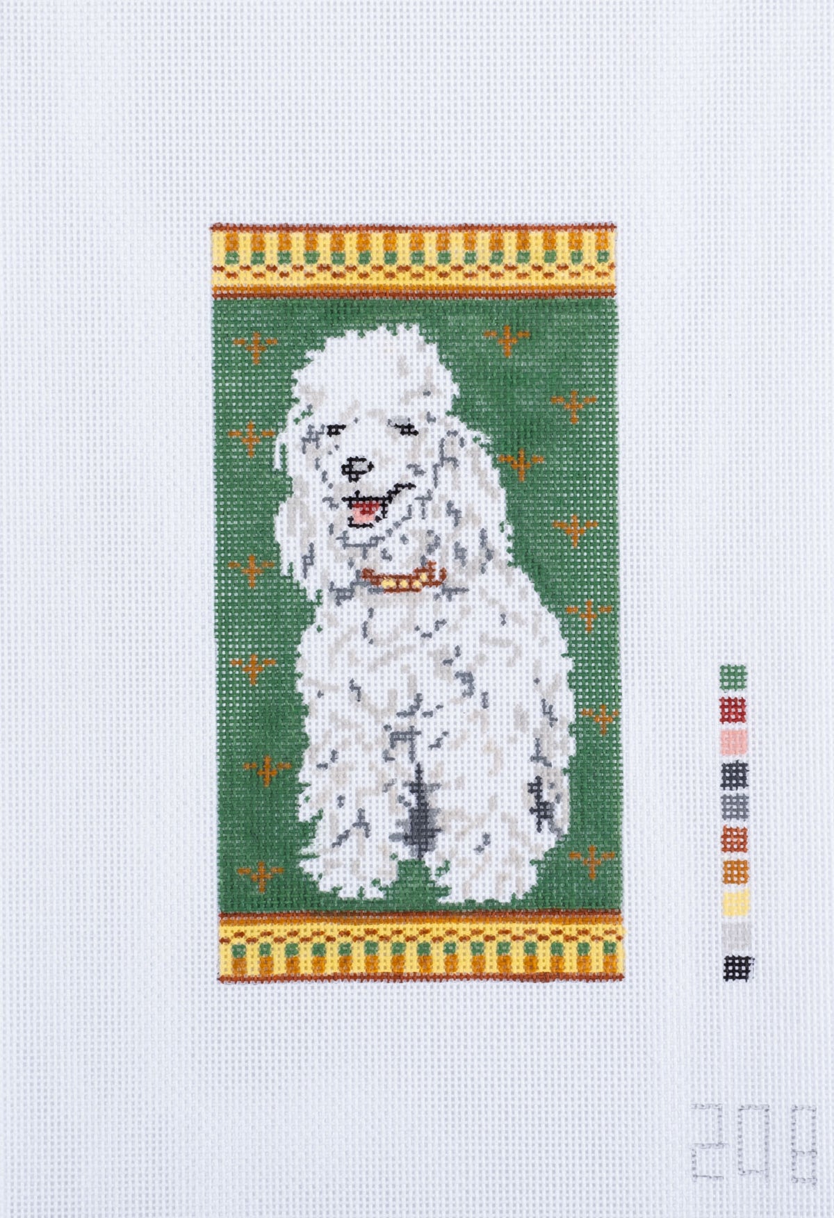 Barbara Russell White Poodle Dog Eyeglass Case Needlepoint Canvas