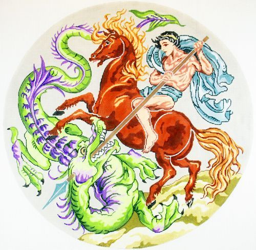 Barbara Russell St. George & Dragon Needlepoint Canvas