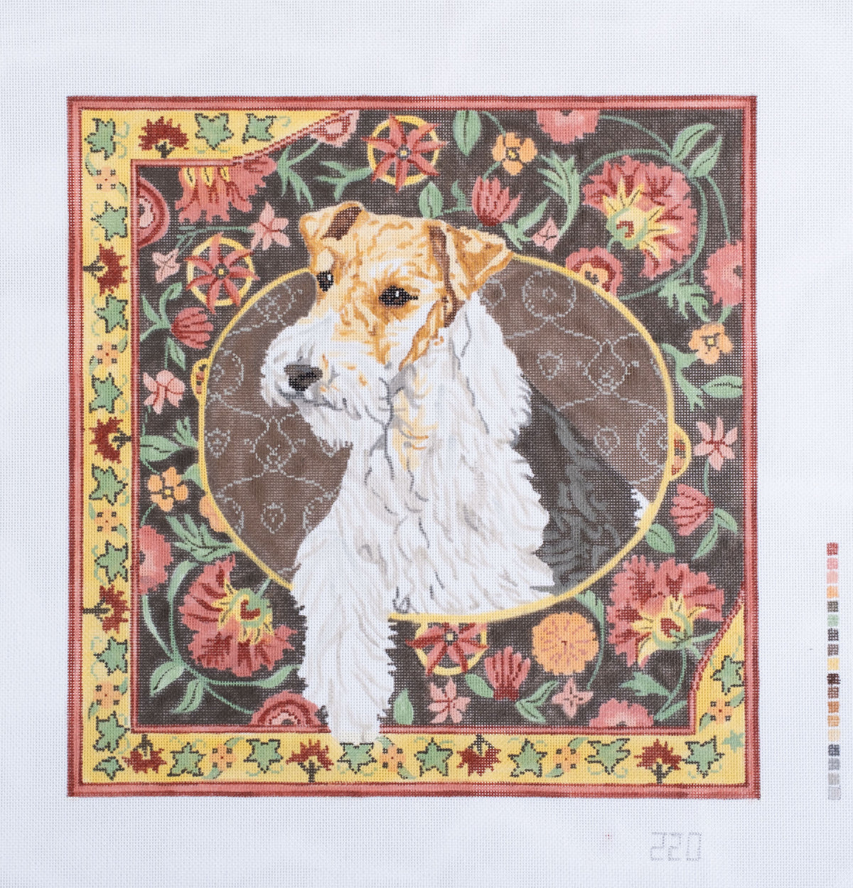 Barbara Russell Wire Fox Terrier Dog Needlepoint Canvas