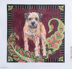 Barbara Russell Border Terrier Dog Needlepoint Canvas