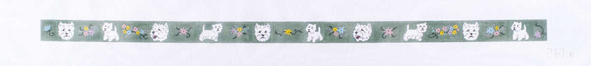 Barbara Russell Westie Dog Belt - Floral Needlepoint Canvas