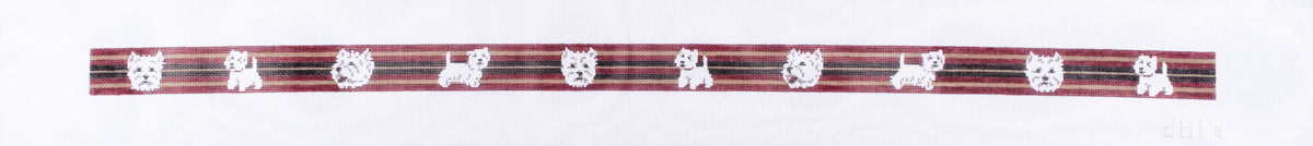 Barbara Russell Westie Dog Belt - Striped Needlepoint Canvas