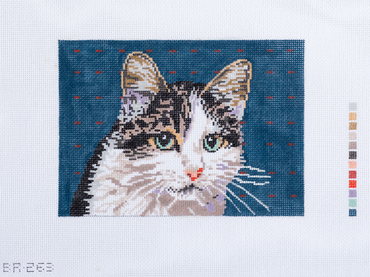 Barbara Russell Black & White Cat Needlepoint Canvas