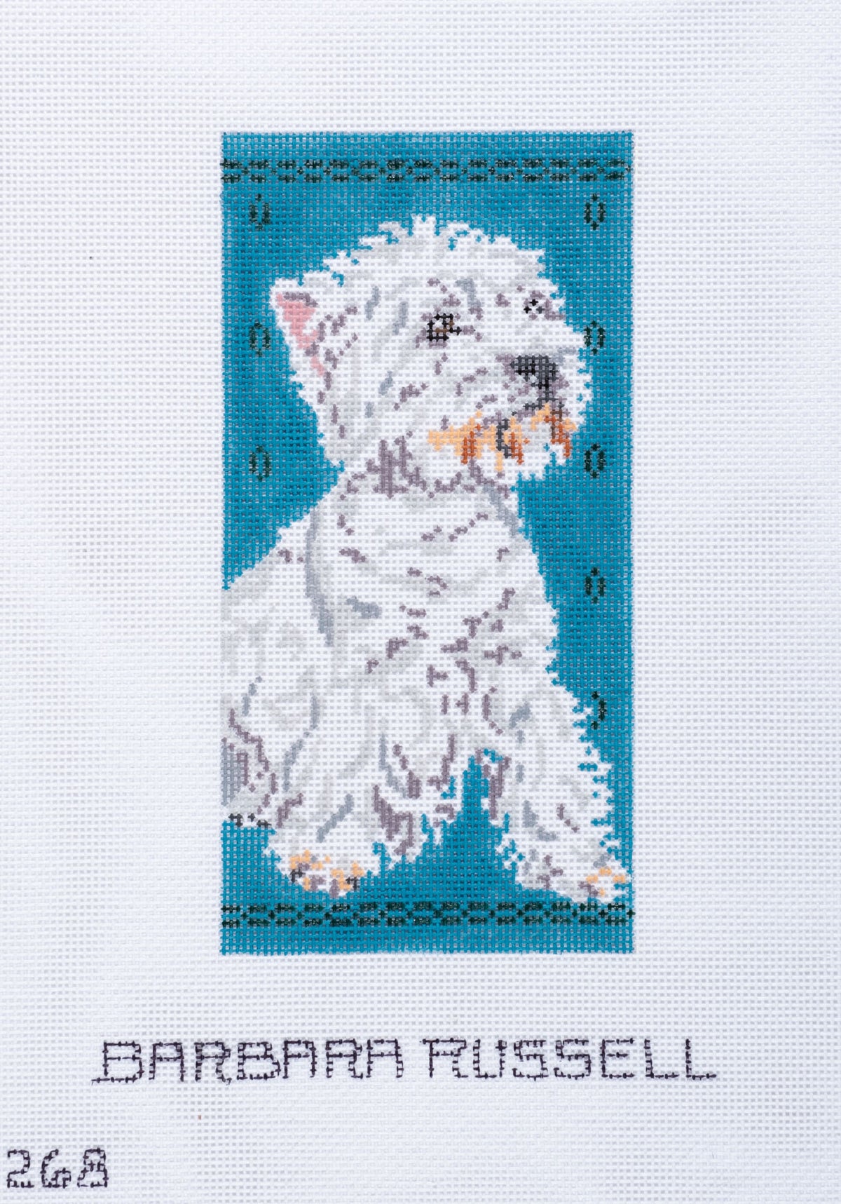 Barbara Russell Westie Dog Eyeglass Case Needlepoint Canvas