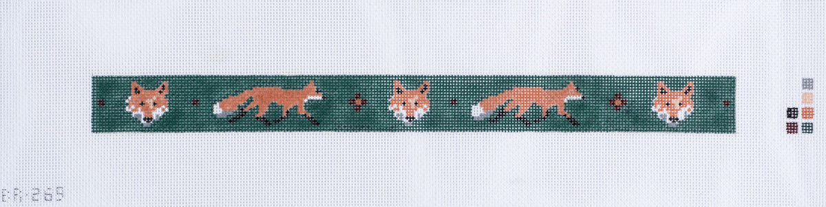 Barbara Russell Foxes Dog Collar Needlepoint Canvas