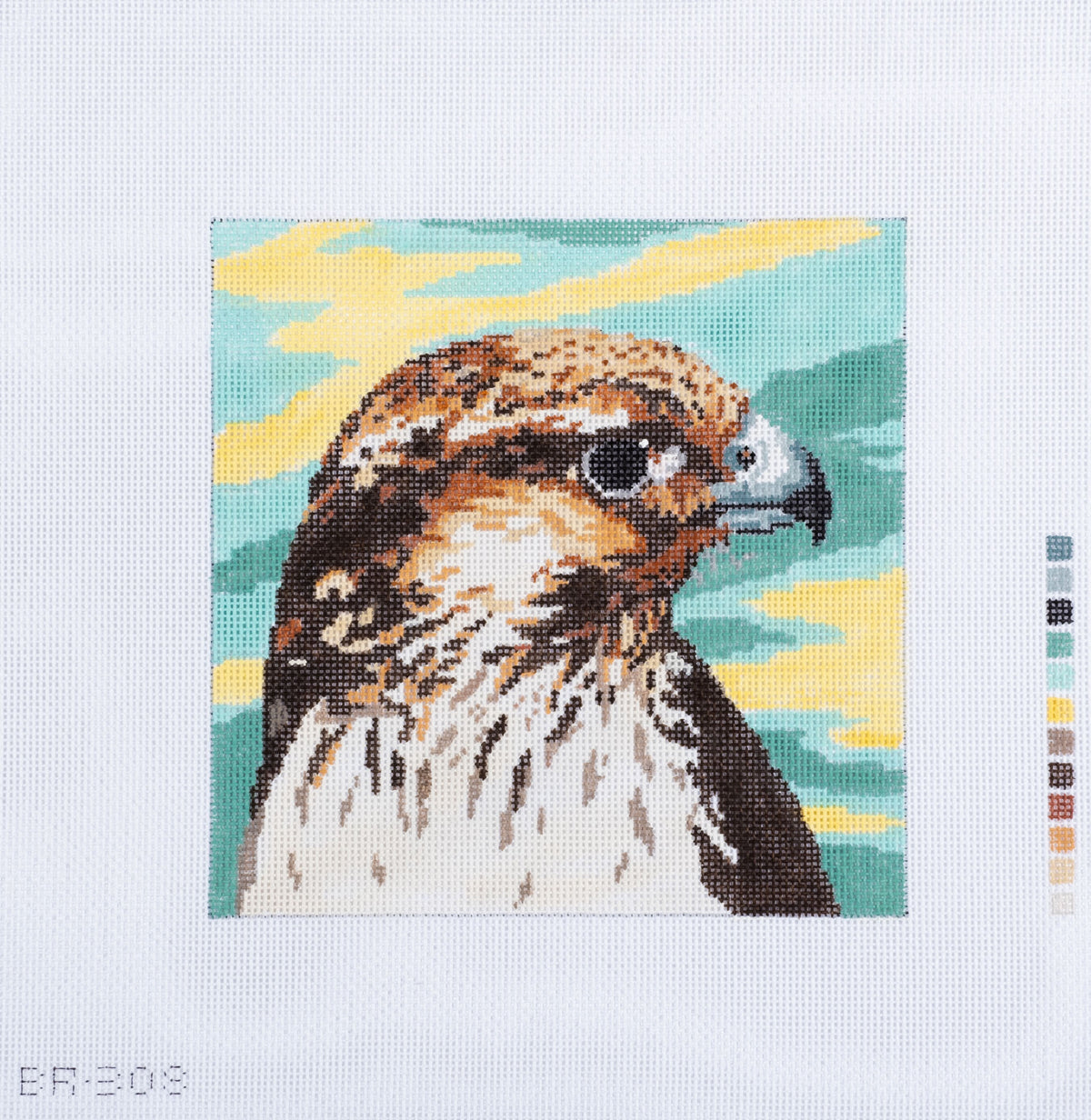 Barbara Russell Peregrine Falcon Head Needlepoint Canvas