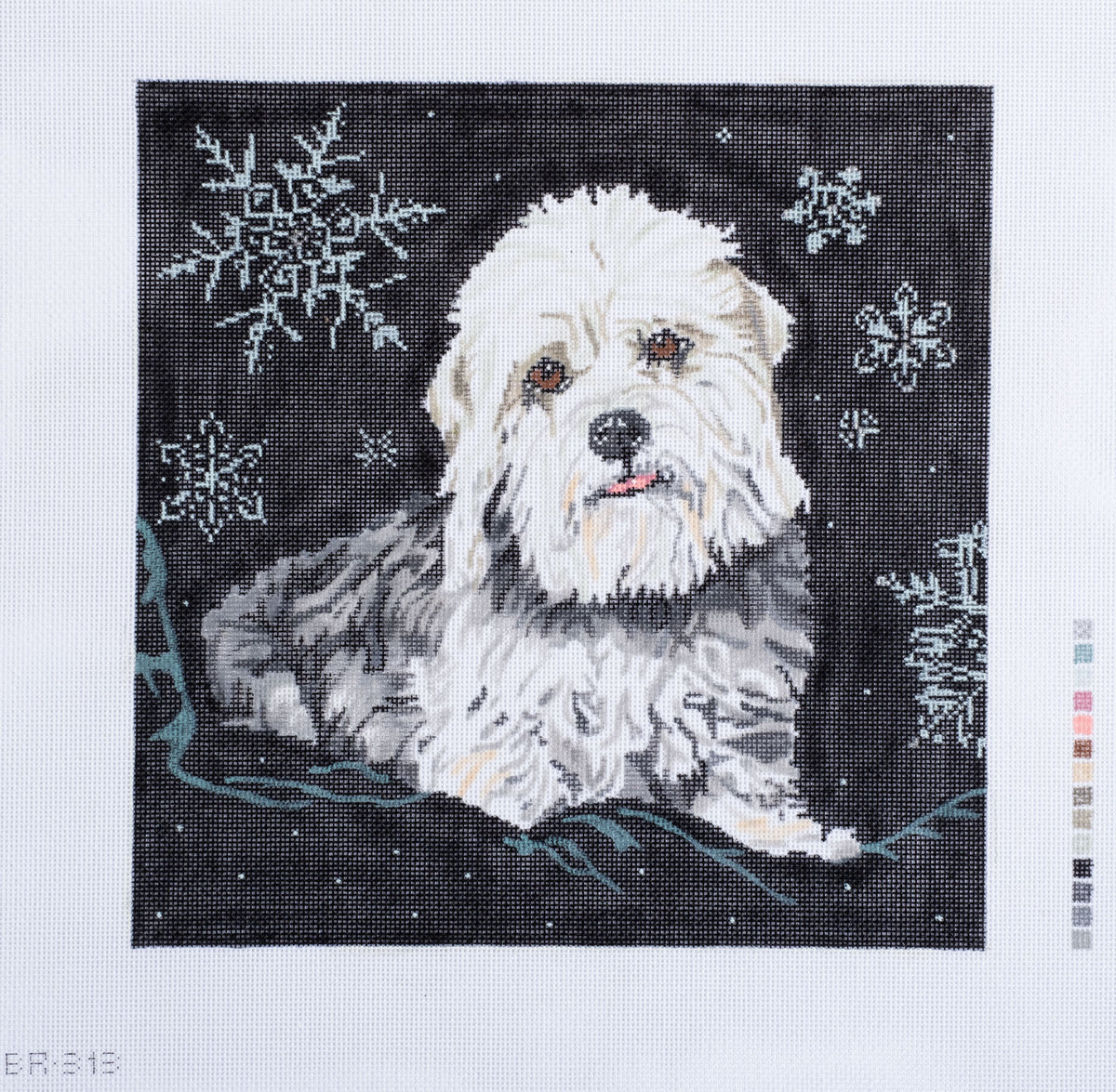 Barbara Russell Dandie Dinmont Dog with Snow Needlepoint Canvas