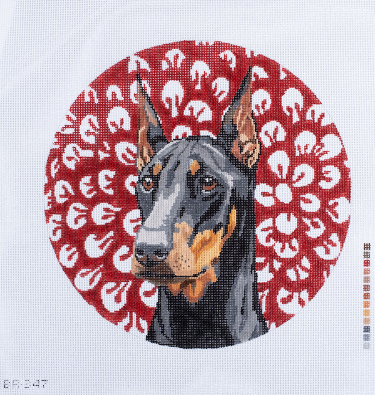 Barbara Russell Doberman Dog Needlepoint Canvas
