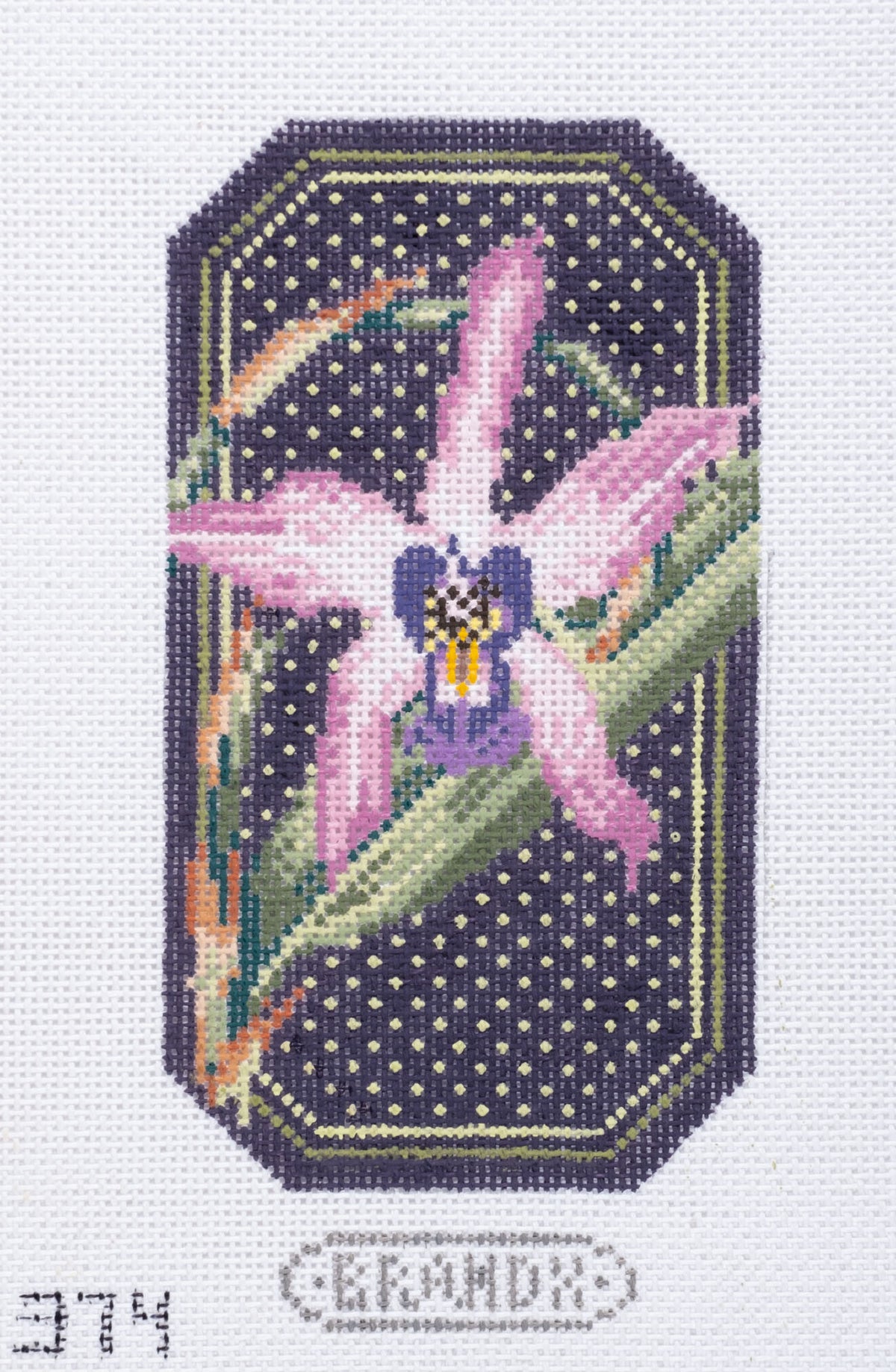 Barbara Russell Orchid Flower Eyeglass Case Needlepoint Canvas