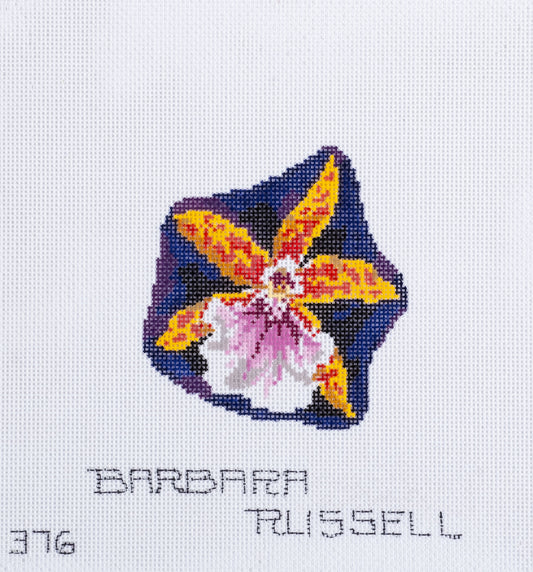 Barbara Russell Miltonia Orchid Flower Brooch Pin Needlepoint Canvas