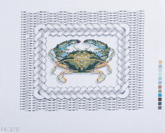 Barbara Russell Crab on Wicker Basket Needlepoint Canvas