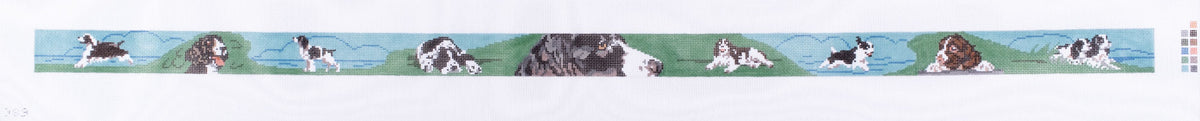 Barbara Russell English Springer Spaniel Dog Belt Needlepoint Canvas