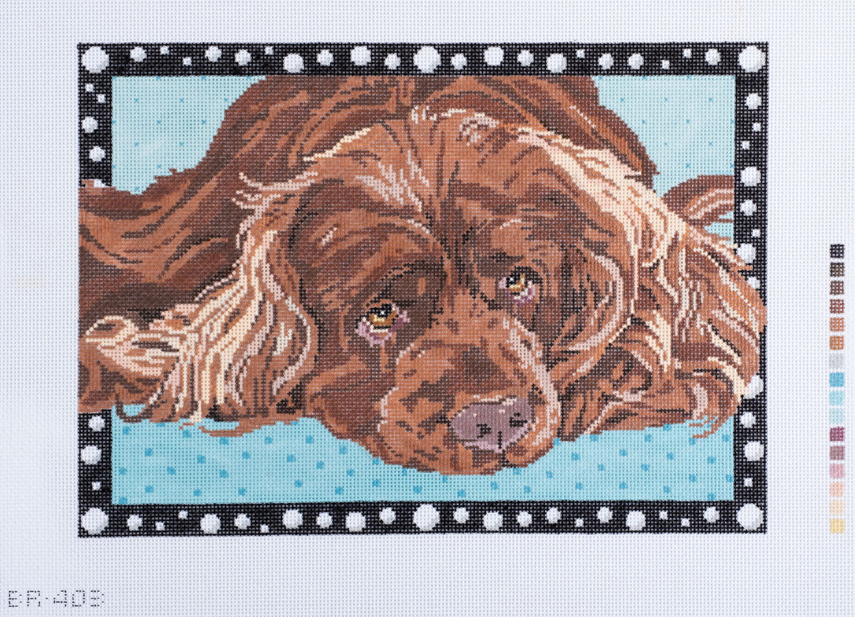 Barbara Russell Sussex Spaniel Dog Needlepoint Canvas