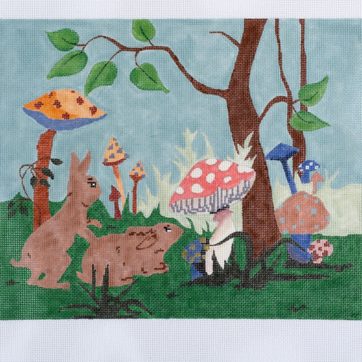 Barbara Russell Two Bunnies Needlepoint Canvas