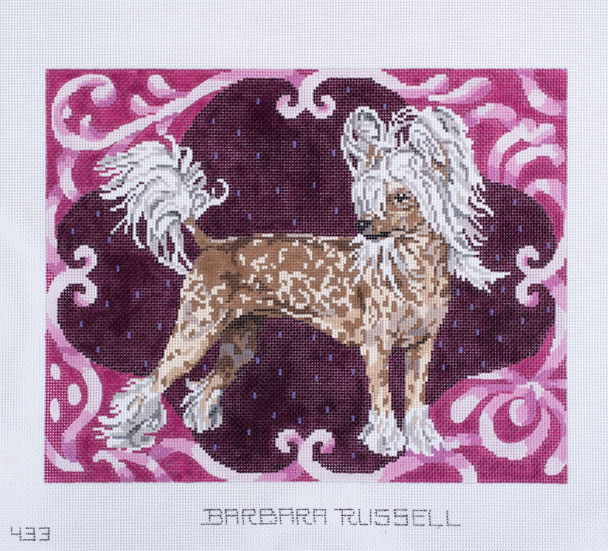 Barbara Russell Chinese Crested Dog Needlepoint Canvas