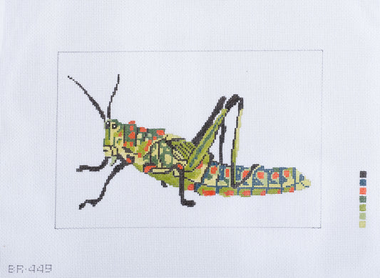 Barbara Russell Toxic Grasshopper Needlepoint Canvas