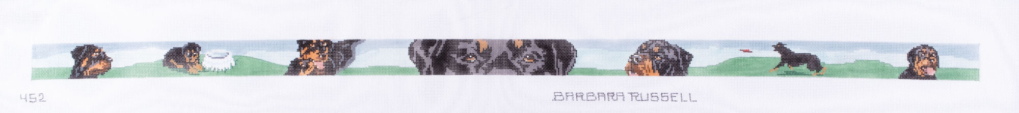 Barbara Russell Rottweiler Dog Belt Needlepoint Canvas