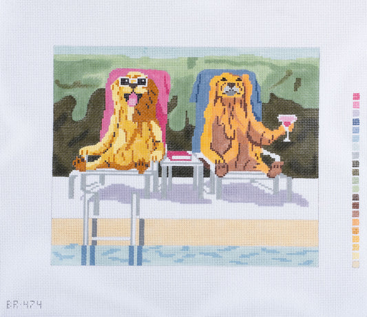 Barbara Russell Retriever Retreat Needlepoint Canvas