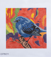 Barbara Russell Indigo Bunting Bird Needlepoint Canvas