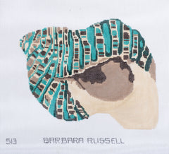 Barbara Russell Sea Shell II - Greens Needlepoint Canvas