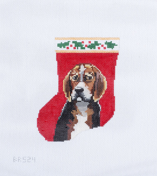 Barbara Russell Beagle Dog Mini Stocking Needlepoint Canvas