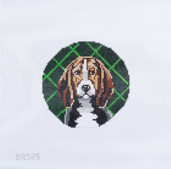 Barbara Russell Beagle Dog Round Ornament Needlepoint Canvas