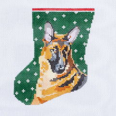 Barbara Russell German Shepherd Dog Mini Stocking Needlepoint Canvas